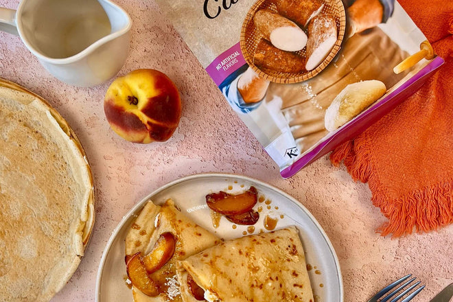 Crepas de mascarpone y durazno