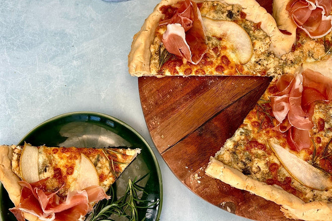 Pizza de pera y gorgonzola