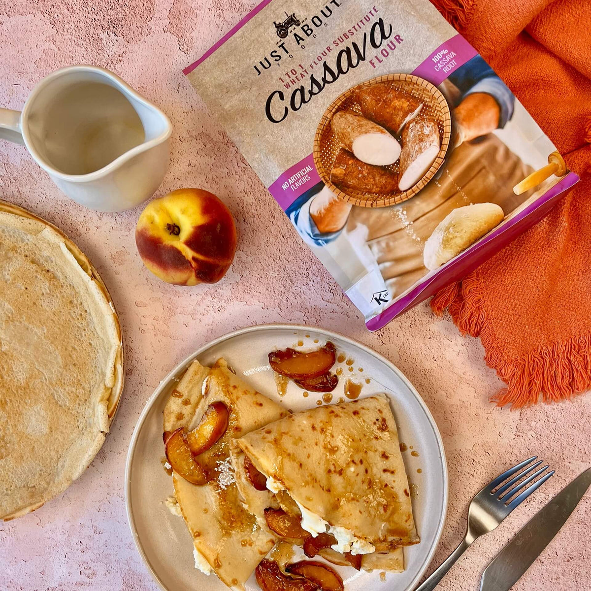 Crepas de mascarpone y durazno